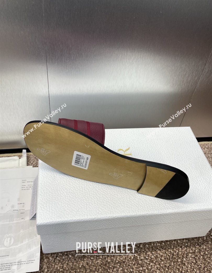 Dior Dway Flat Slides Sandal in Grained Calfskin Leather Burgundy 2025 S03W (MD-250822070)