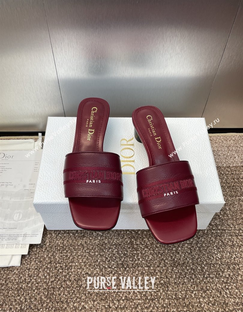 Dior Dway Heel Slides Sandal 4cm in Grained Calfskin Leather Burgundy 2025 S03W (MD-250822071)