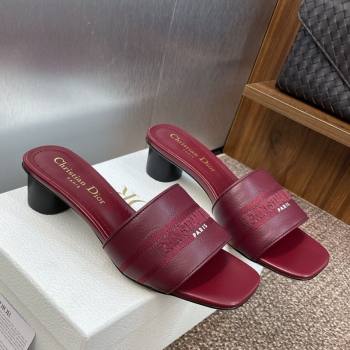 Dior Dway Heel Slides Sandal 4cm in Grained Calfskin Leather Burgundy 2025 S03W (MD-250822071)