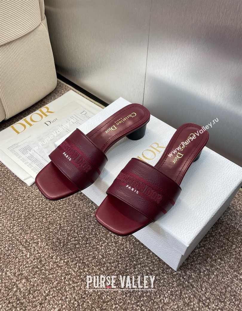 Dior Dway Heel Slides Sandal 4cm in Grained Calfskin Leather Burgundy 2025 S03W (MD-250822071)