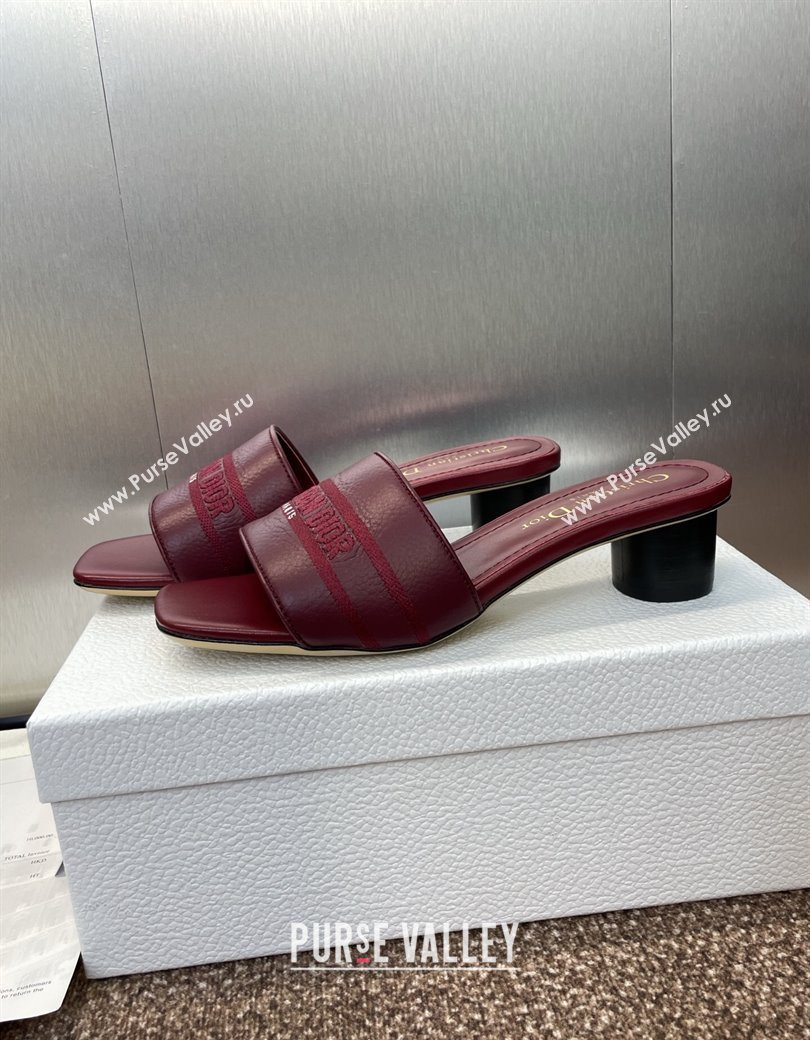 Dior Dway Heel Slides Sandal 4cm in Grained Calfskin Leather Burgundy 2025 S03W (MD-250822071)