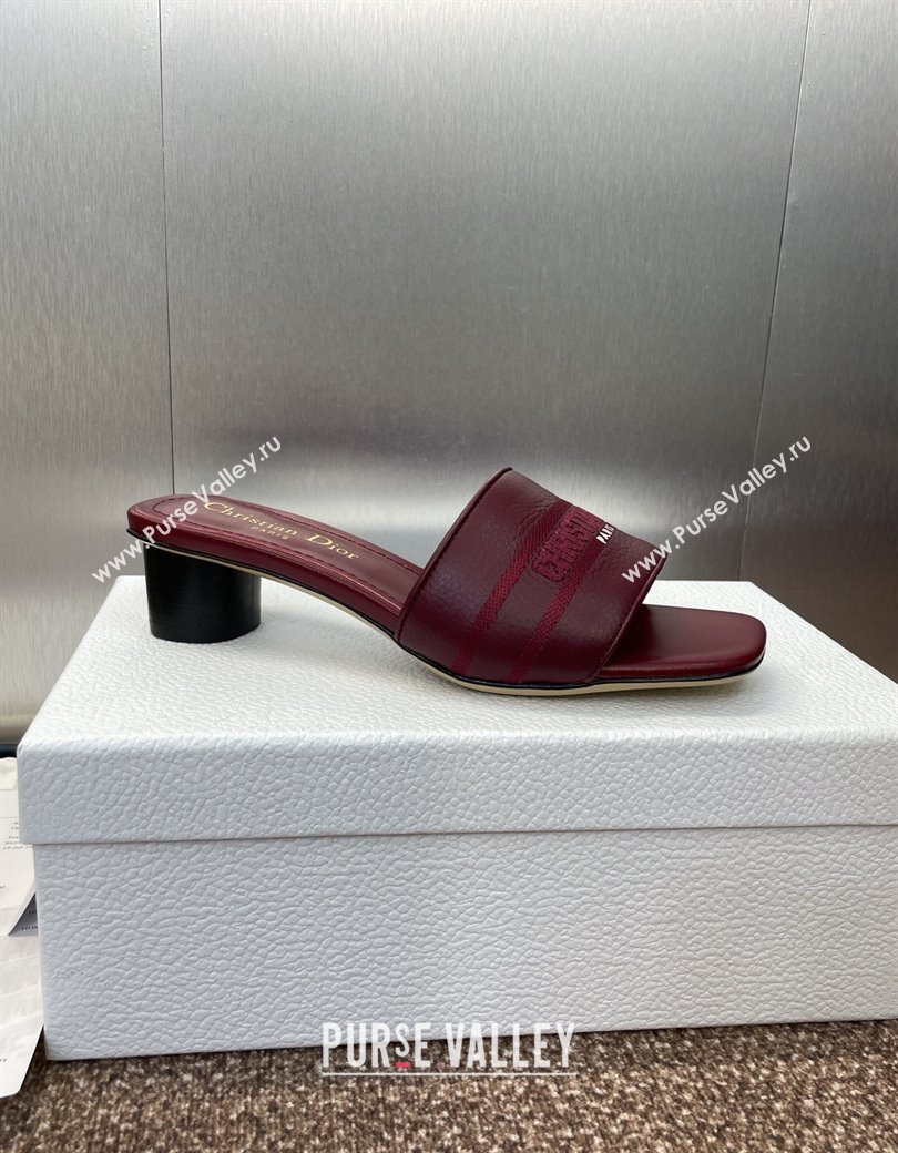 Dior Dway Heel Slides Sandal 4cm in Grained Calfskin Leather Burgundy 2025 S03W (MD-250822071)