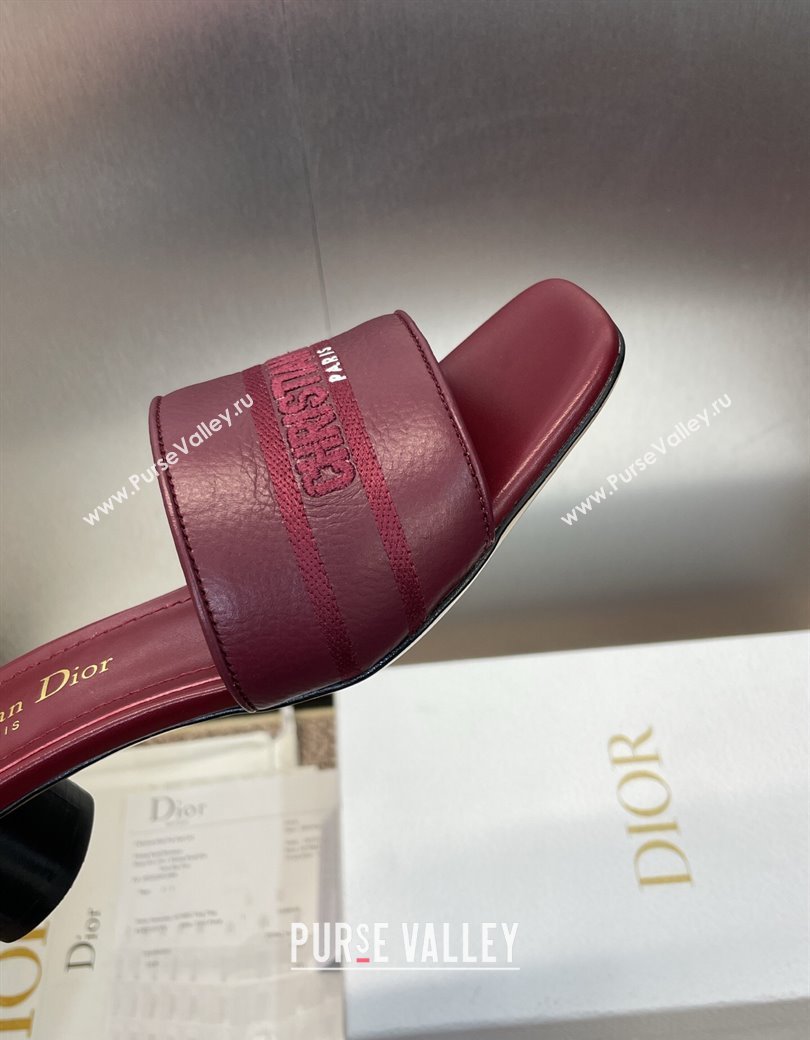 Dior Dway Heel Slides Sandal 4cm in Grained Calfskin Leather Burgundy 2025 S03W (MD-250822071)
