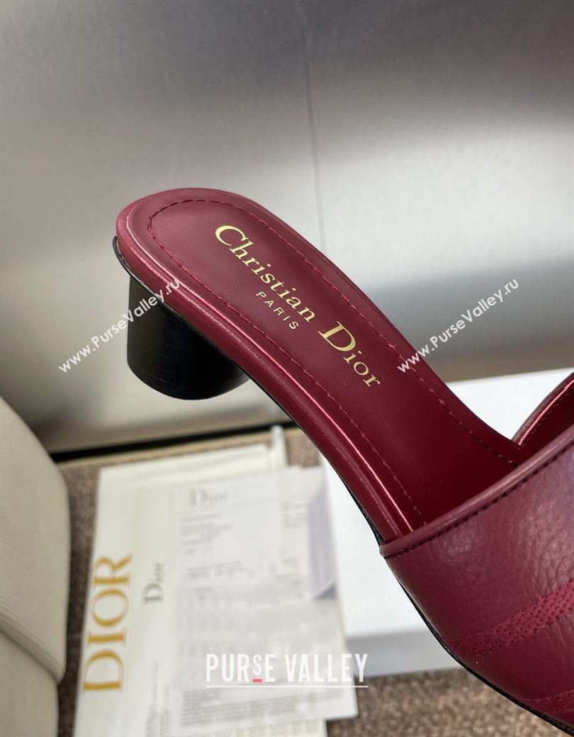 Dior Dway Heel Slides Sandal 4cm in Grained Calfskin Leather Burgundy 2025 S03W (MD-250822071)