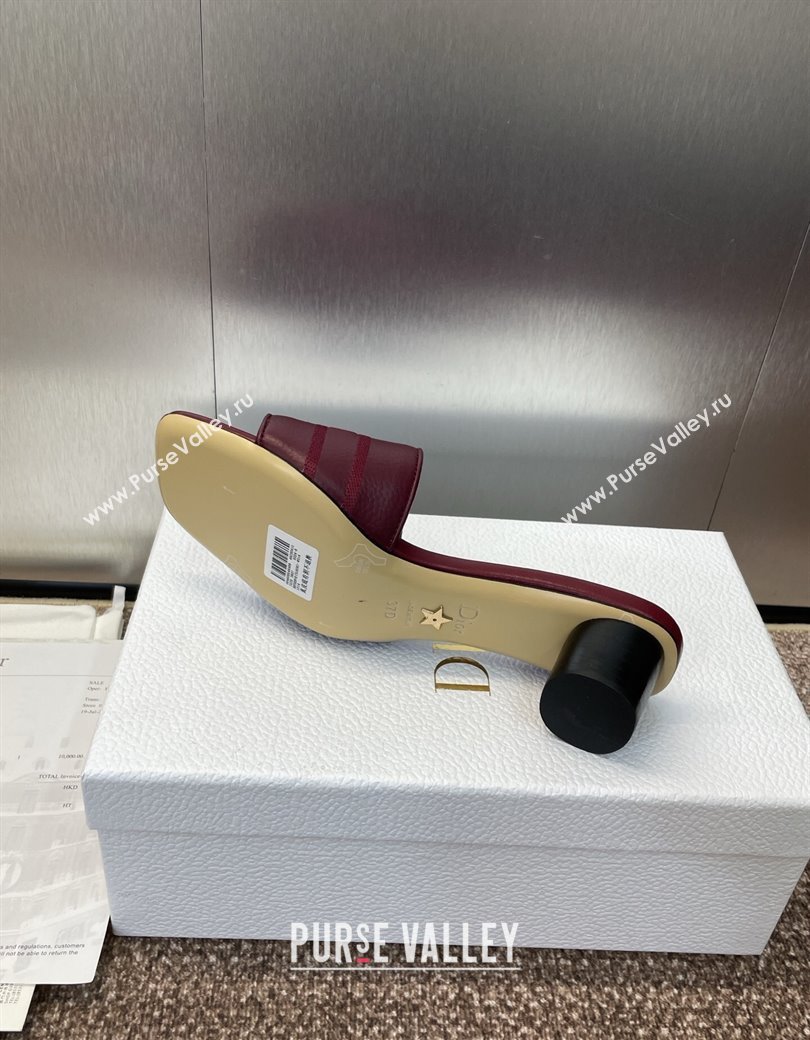 Dior Dway Heel Slides Sandal 4cm in Grained Calfskin Leather Burgundy 2025 S03W (MD-250822071)