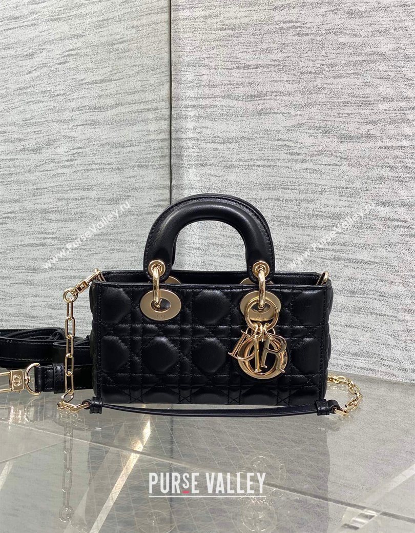 Dior Mini Lady D-Joy Bag in Cannage Lambskin Black 2025 M0636 (XXG-250929067)