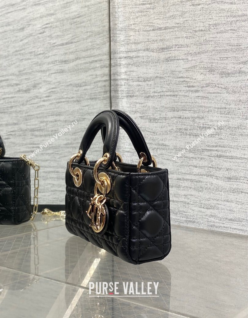 Dior Mini Lady D-Joy Bag in Cannage Lambskin Black 2025 M0636 (XXG-250929067)
