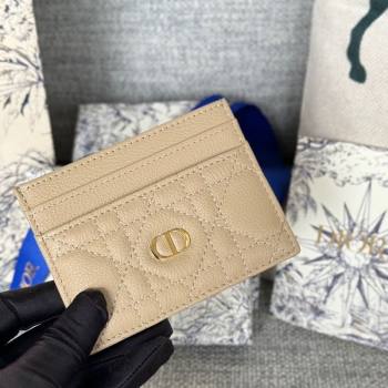 Dior Caro Freesia Card Holder in Supple Cannage Calfskin Sand Beige 2025 S5130 (XXG-250929077)