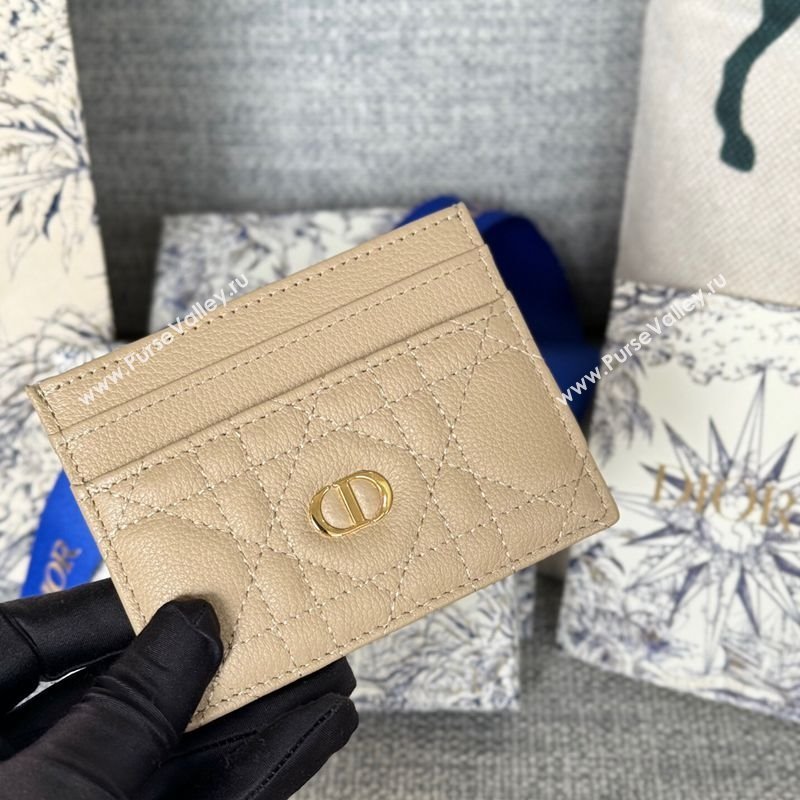Dior Caro Freesia Card Holder in Supple Cannage Calfskin Sand Beige 2025 S5130 (XXG-250929077)