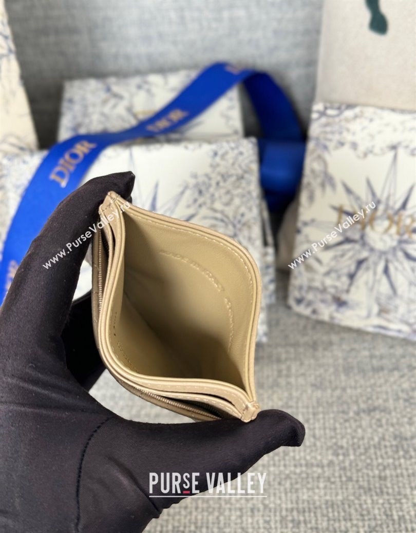 Dior Caro Freesia Card Holder in Supple Cannage Calfskin Sand Beige 2025 S5130 (XXG-250929077)