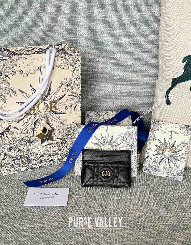 Dior Caro Freesia Card Holder in Supple Cannage Calfskin Black2 2025 S5130 (XXG-250929075)