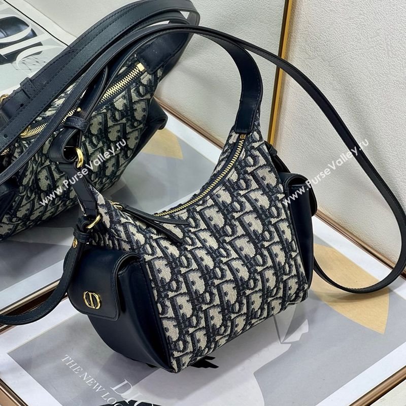 Dior D-Dream Mini Bag in Blue Oblique Jacquard and Black Smooth Calfskin 2025 (XXG-250929086)