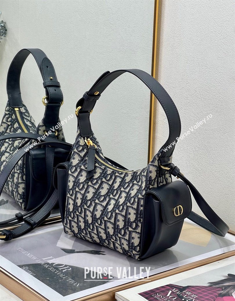 Dior D-Dream Mini Bag in Blue Oblique Jacquard and Black Smooth Calfskin 2025 (XXG-250929086)