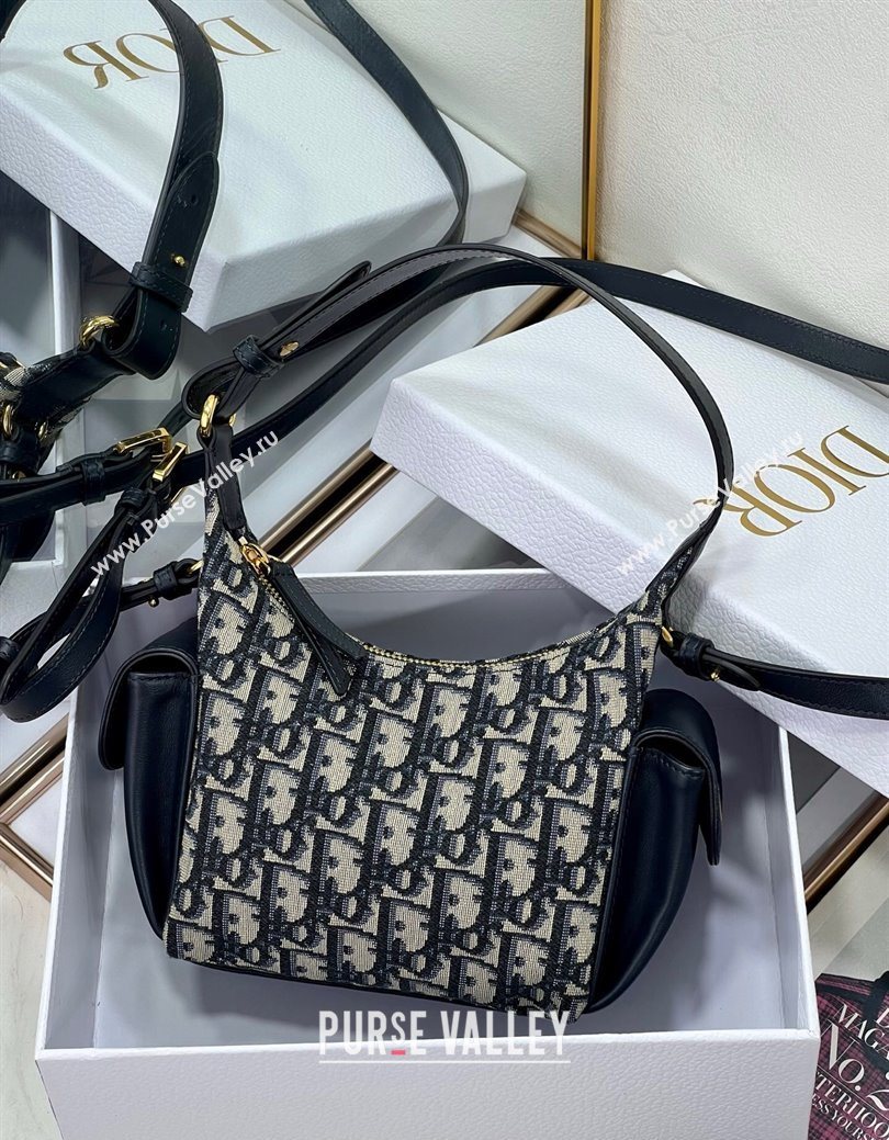 Dior D-Dream Mini Bag in Blue Oblique Jacquard and Black Smooth Calfskin 2025 (XXG-250929086)
