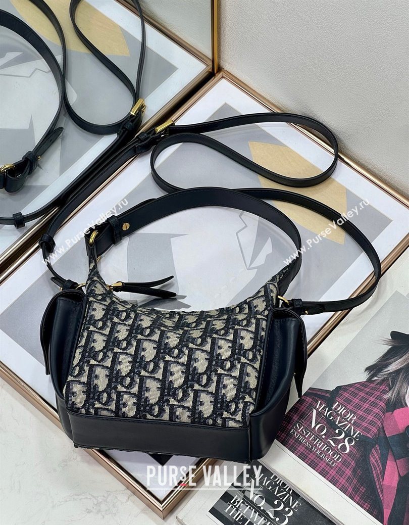 Dior D-Dream Mini Bag in Blue Oblique Jacquard and Black Smooth Calfskin 2025 (XXG-250929086)