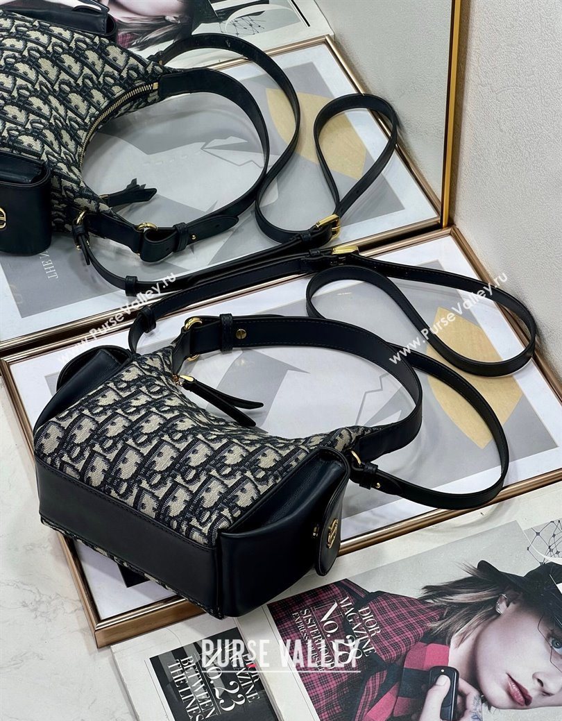 Dior D-Dream Mini Bag in Blue Oblique Jacquard and Black Smooth Calfskin 2025 (XXG-250929086)