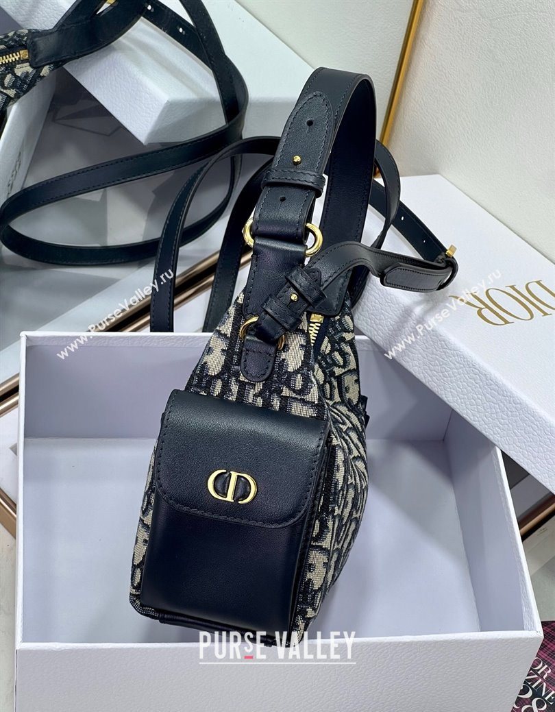 Dior D-Dream Mini Bag in Blue Oblique Jacquard and Black Smooth Calfskin 2025 (XXG-250929086)