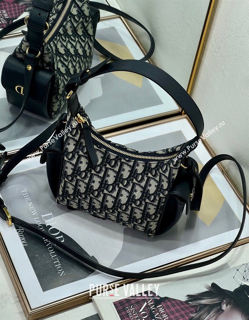 Dior D-Dream Mini Bag in Blue Oblique Jacquard and Black Smooth Calfskin 2025 (XXG-250929086)