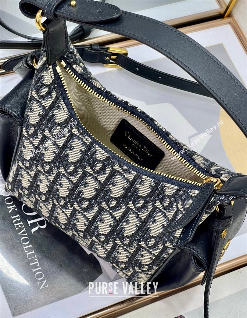 Dior D-Dream Mini Bag in Blue Oblique Jacquard and Black Smooth Calfskin 2025 (XXG-250929086)
