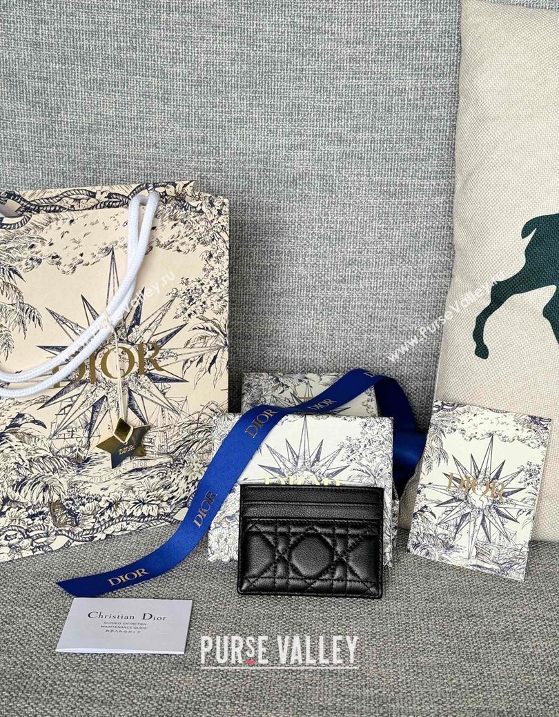 Dior Caro Freesia Card Holder in Supple Cannage Calfskin Black2 2025 S5130 (XXG-250929075)