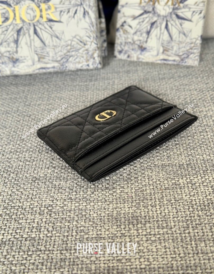 Dior Caro Freesia Card Holder in Supple Cannage Calfskin Black2 2025 S5130 (XXG-250929075)