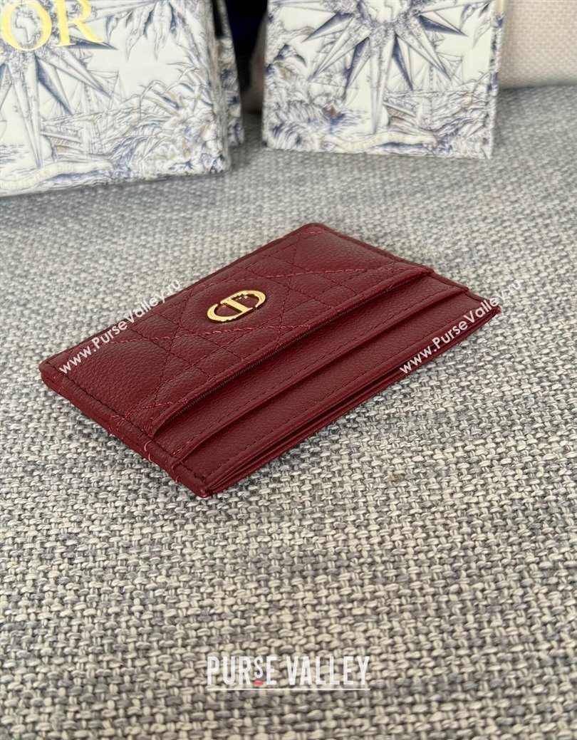 Dior Caro Freesia Card Holder in Supple Cannage Calfskin Red 2025 S5130 (XXG-250929076)