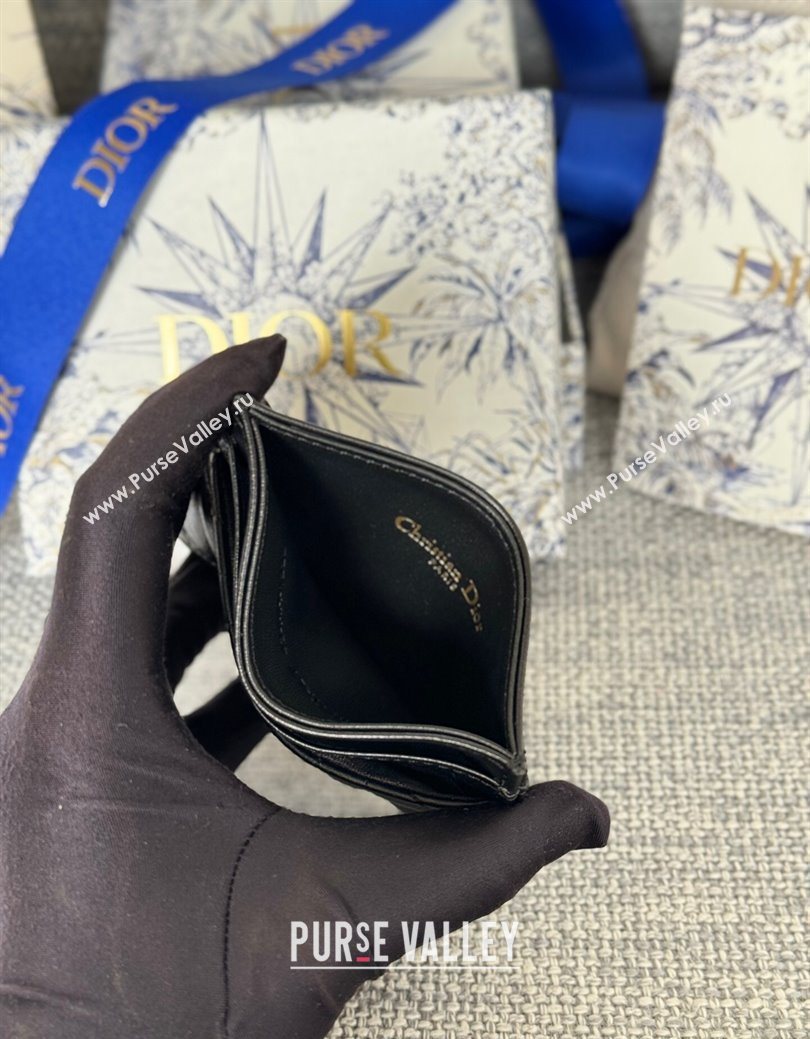 Dior Caro Freesia Card Holder in Supple Cannage Calfskin Black2 2025 S5130 (XXG-250929075)