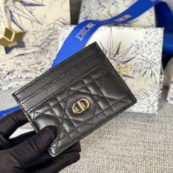 Dior Caro Freesia Card Holder in Supple Cannage Calfskin Black2 2025 S5130 (XXG-250929075)