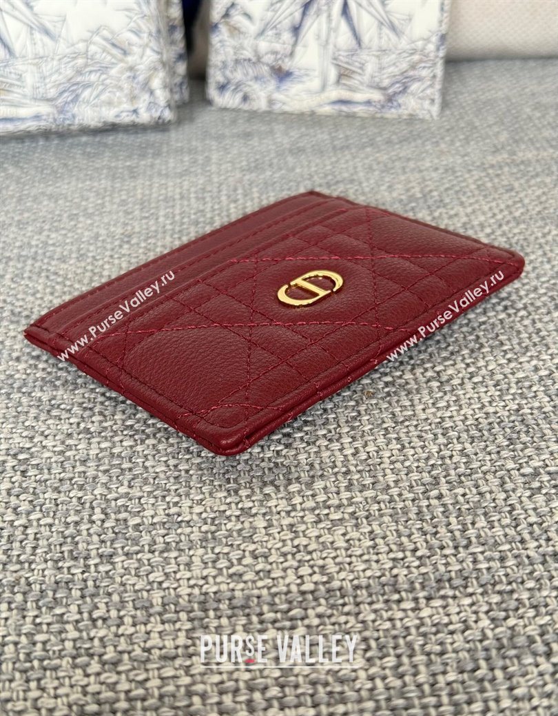 Dior Caro Freesia Card Holder in Supple Cannage Calfskin Red 2025 S5130 (XXG-250929076)