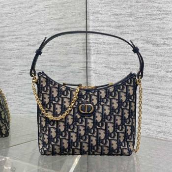 Dior Miss Caro Diorling Mini Bag with Chain in Blue and Beige Oblique Jacquard 2025 (XXG-250929101)