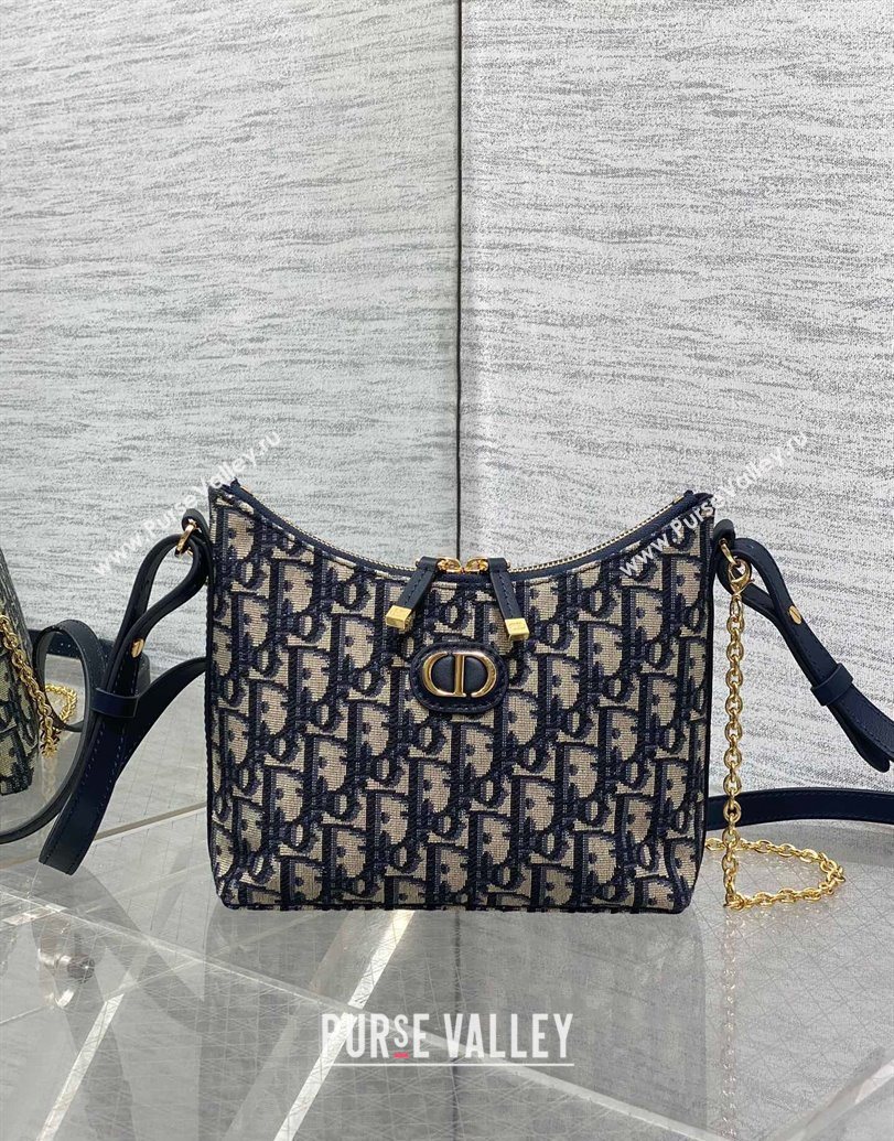 Dior Miss Caro Diorling Mini Bag with Chain in Blue and Beige Oblique Jacquard 2025 (XXG-250929101)