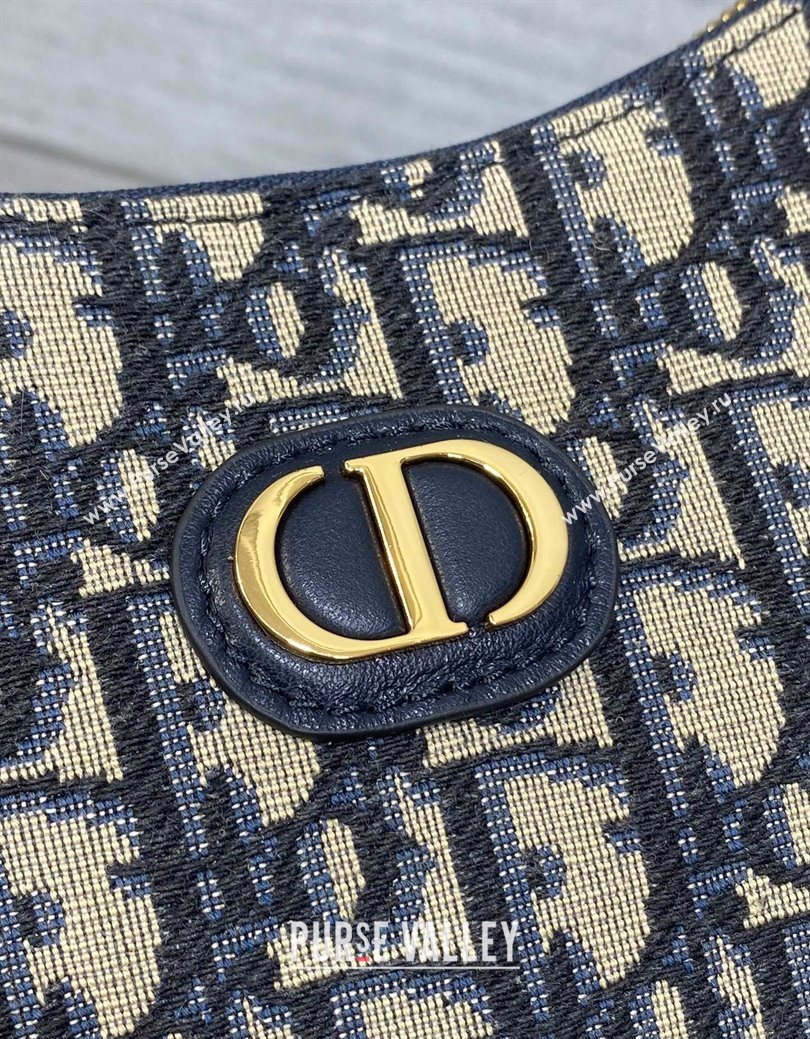 Dior Miss Caro Diorling Mini Bag with Chain in Blue and Beige Oblique Jacquard 2025 (XXG-250929101)