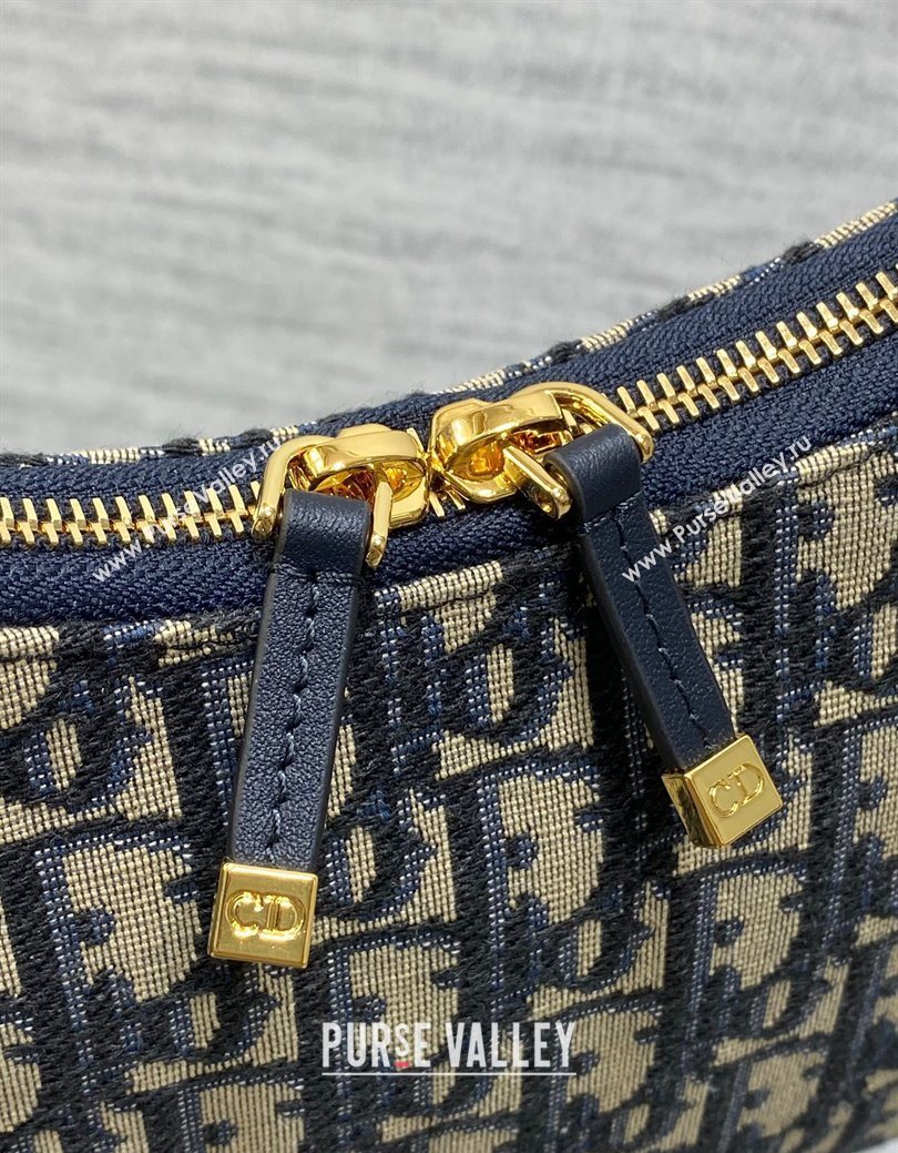 Dior Miss Caro Diorling Mini Bag with Chain in Blue and Beige Oblique Jacquard 2025 (XXG-250929101)