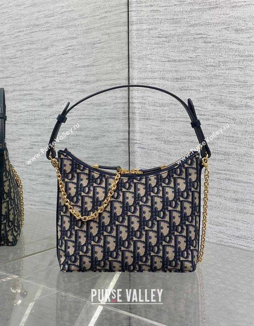 Dior Miss Caro Diorling Mini Bag with Chain in Blue and Beige Oblique Jacquard 2025 (XXG-250929101)