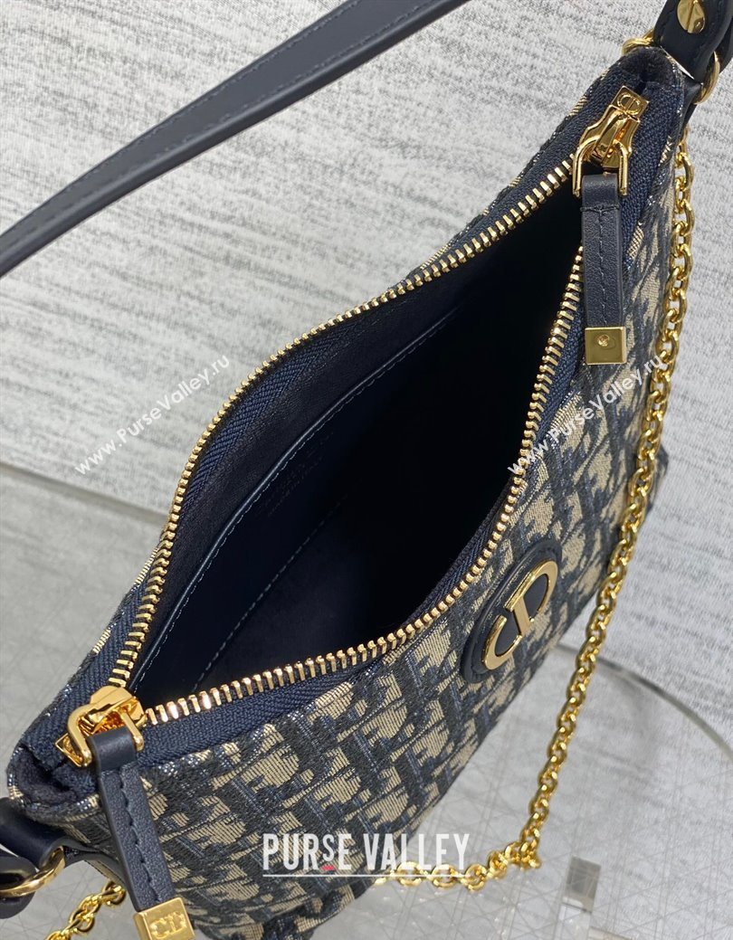 Dior Miss Caro Diorling Mini Bag with Chain in Blue and Beige Oblique Jacquard 2025 (XXG-250929101)