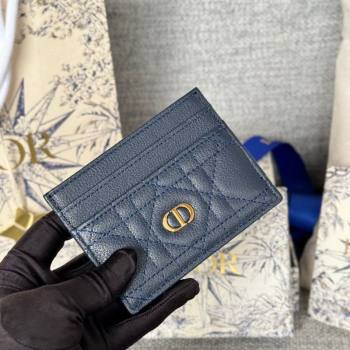 Dior Caro Freesia Card Holder in Supple Cannage Calfskin Midnight Blue 2025 S5130 (XXG-250929078)