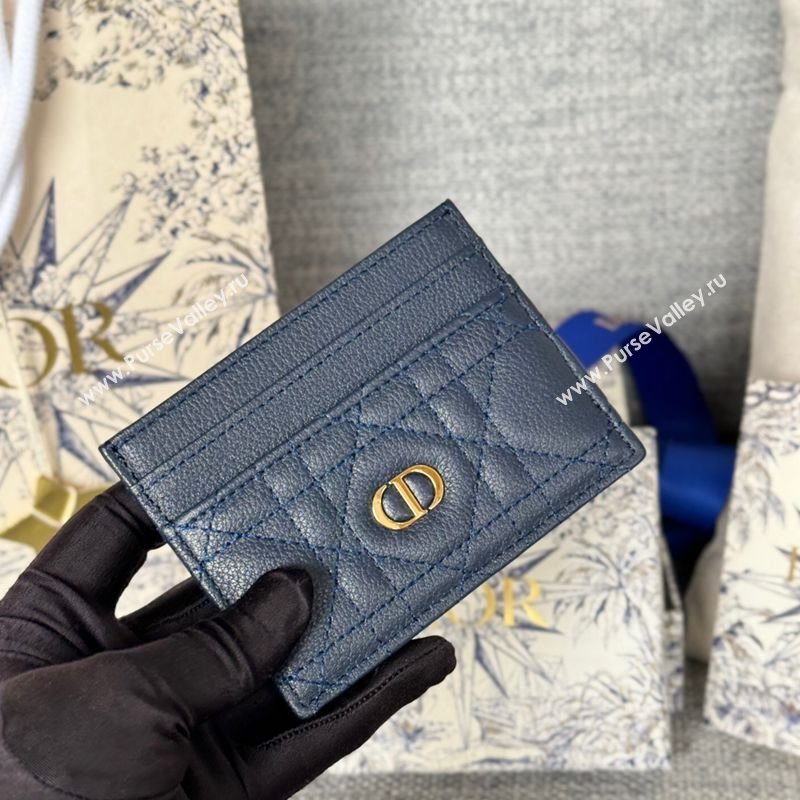 Dior Caro Freesia Card Holder in Supple Cannage Calfskin Midnight Blue 2025 S5130 (XXG-250929078)