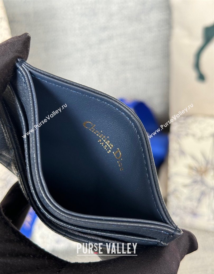 Dior Caro Freesia Card Holder in Supple Cannage Calfskin Midnight Blue 2025 S5130 (XXG-250929078)