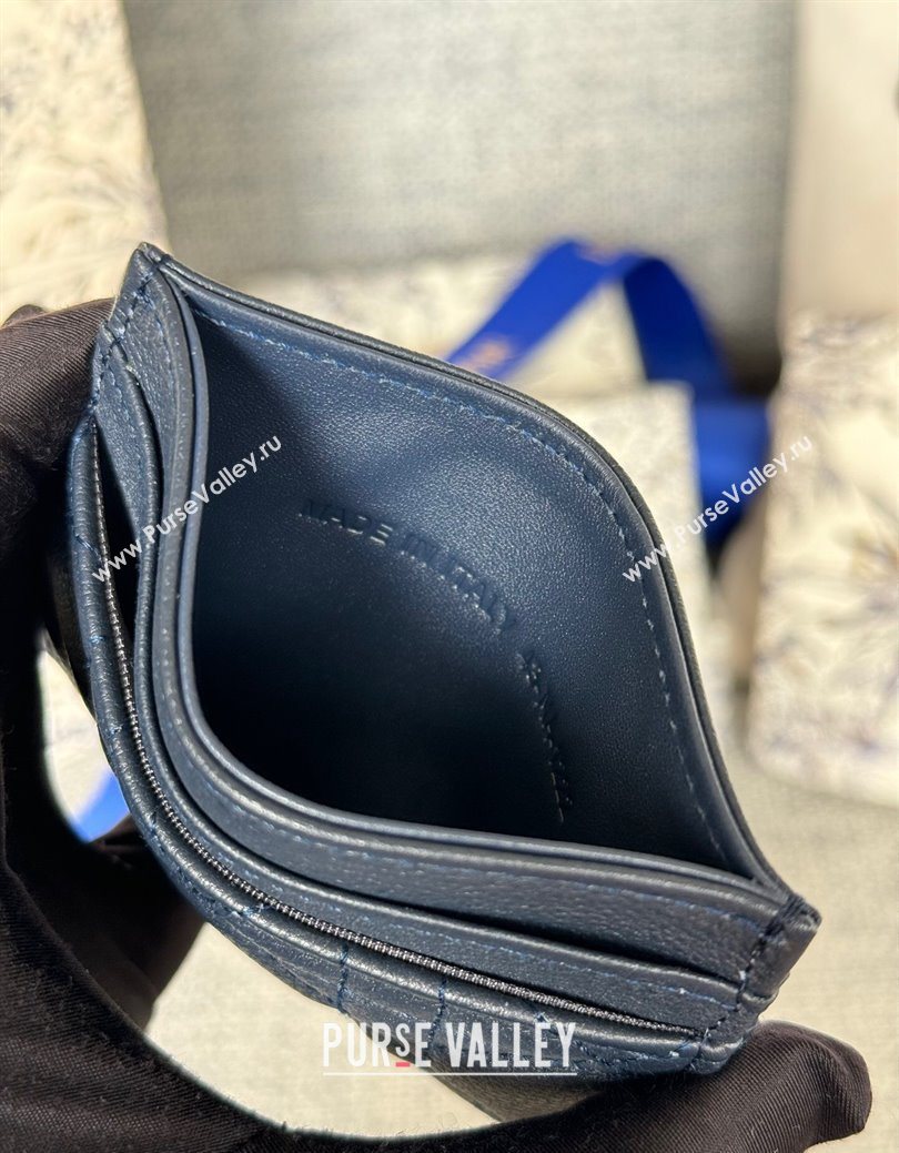 Dior Caro Freesia Card Holder in Supple Cannage Calfskin Midnight Blue 2025 S5130 (XXG-250929078)