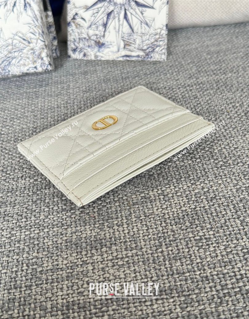 Dior Caro Freesia Card Holder in Supple Cannage Calfskin White 2025 S5130 (XXG-250929085)