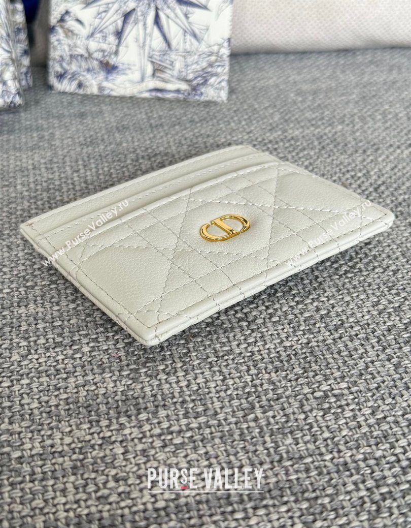 Dior Caro Freesia Card Holder in Supple Cannage Calfskin White 2025 S5130 (XXG-250929085)