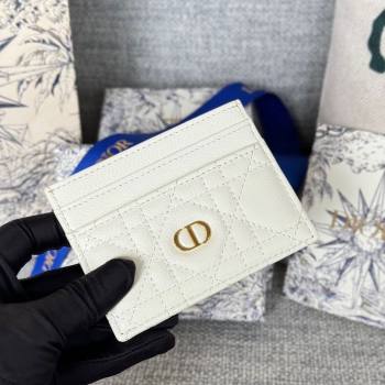 Dior Caro Freesia Card Holder in Supple Cannage Calfskin White 2025 S5130 (XXG-250929085)