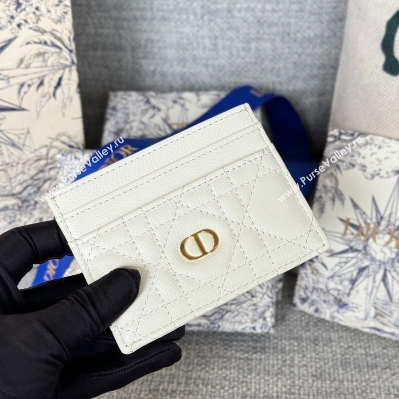 Dior Caro Freesia Card Holder in Supple Cannage Calfskin White 2025 S5130 (XXG-250929085)