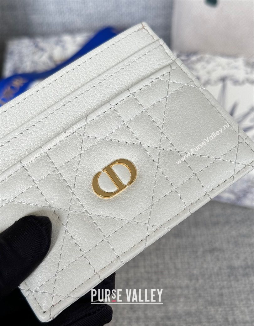 Dior Caro Freesia Card Holder in Supple Cannage Calfskin White 2025 S5130 (XXG-250929085)