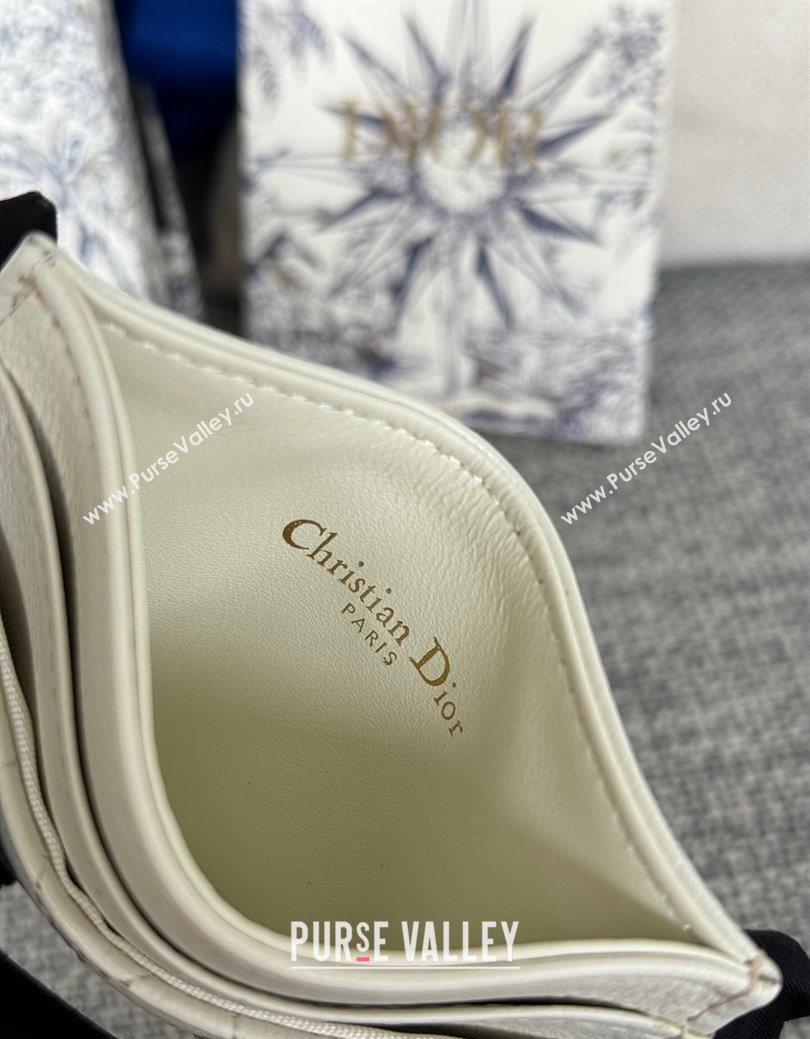 Dior Caro Freesia Card Holder in Supple Cannage Calfskin White 2025 S5130 (XXG-250929085)