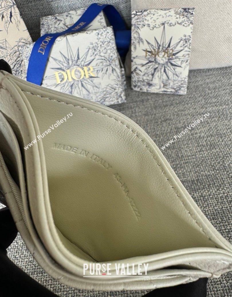 Dior Caro Freesia Card Holder in Supple Cannage Calfskin White 2025 S5130 (XXG-250929085)
