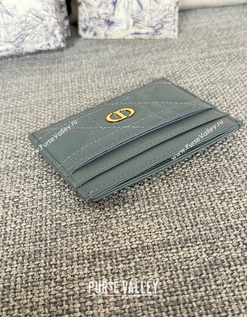 Dior Caro Freesia Card Holder in Supple Cannage Calfskin Grey 2025 S5130 (XXG-250929084)