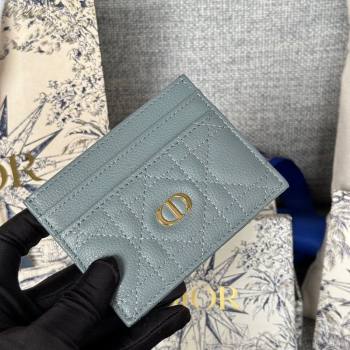 Dior Caro Freesia Card Holder in Supple Cannage Calfskin Grey 2025 S5130 (XXG-250929084)