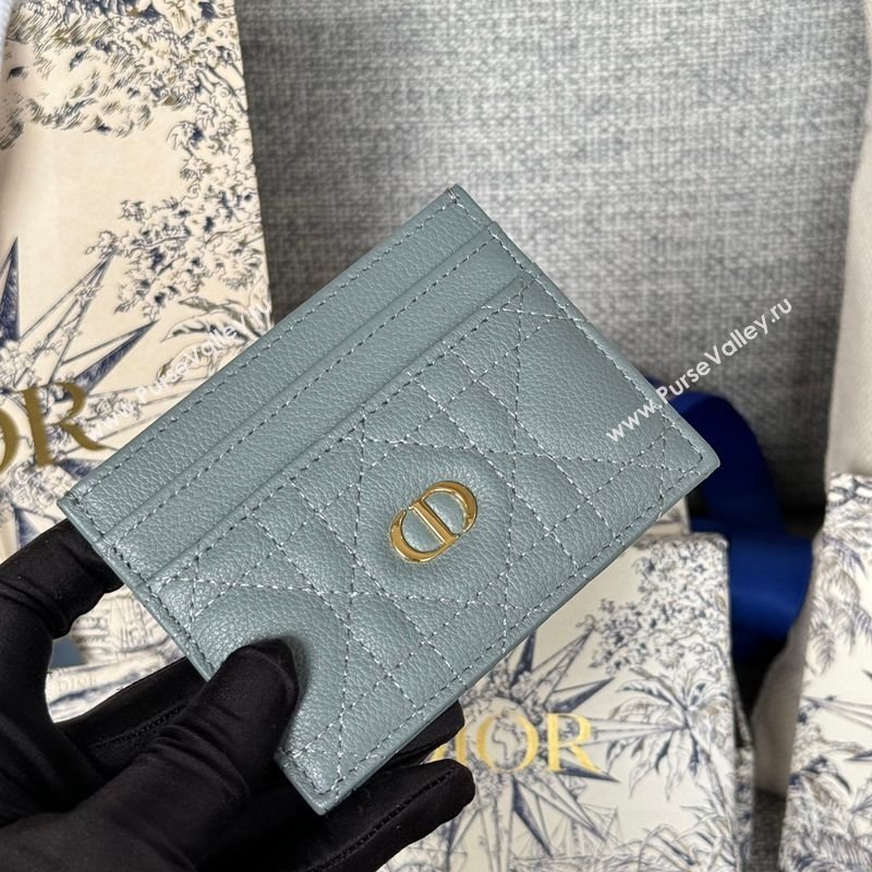 Dior Caro Freesia Card Holder in Supple Cannage Calfskin Grey 2025 S5130 (XXG-250929084)