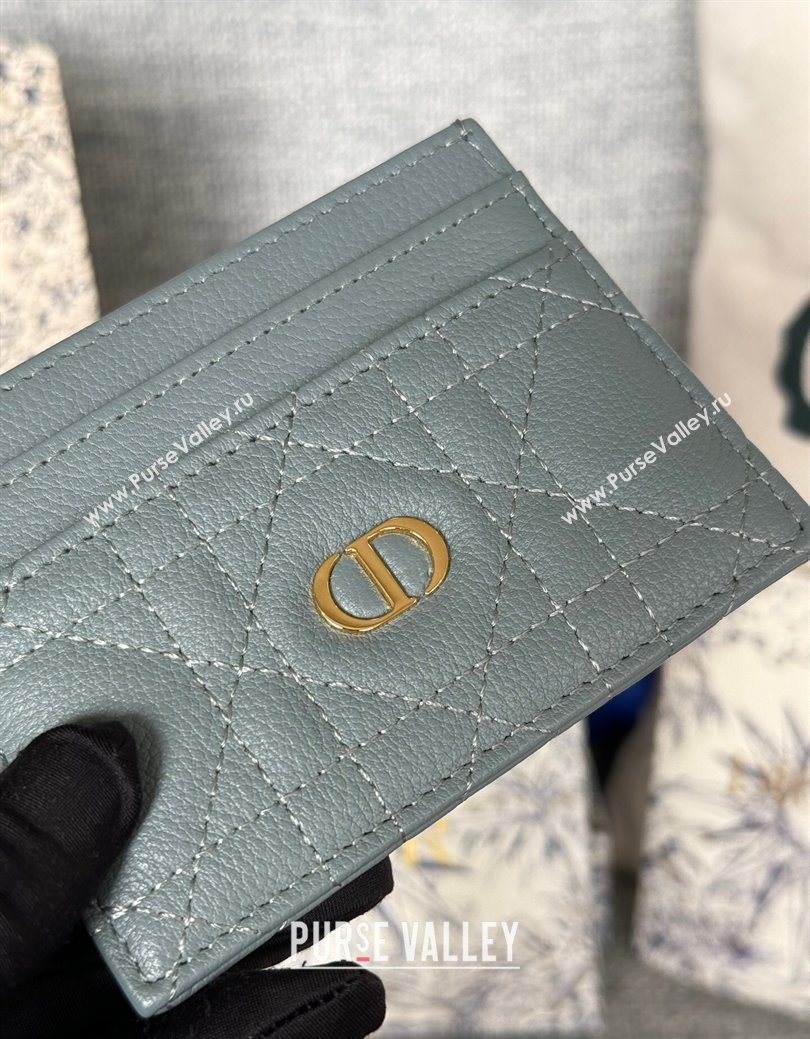 Dior Caro Freesia Card Holder in Supple Cannage Calfskin Grey 2025 S5130 (XXG-250929084)